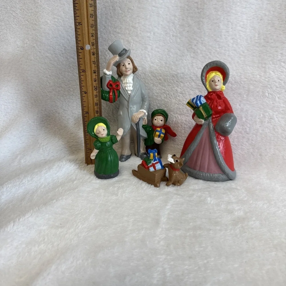 Vintage Christmas Village Figurine Set Victorian Family Carolers 5 Piece